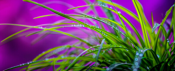 Close up of green plant with purple background