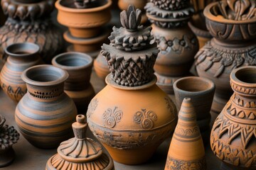 Detailed images showing various ancient clay objects.