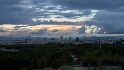 Dramatic cloudy sky over Madrid, Spain