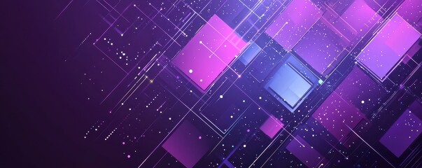 Obraz premium Abstract purple background with geometric shapes and gradient lines creating a dynamic modern design