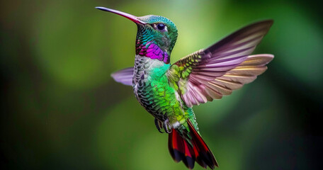 Fototapeta premium Close up of hummingbird in flight