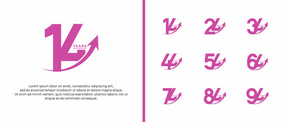 set of anniversary logo flat purple color on white background for celebration moment