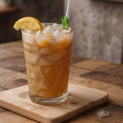 Fototapeta premium glass of lemonade close up food photography