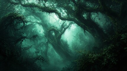 Mystical Fog Envelops Ancient Rainforest