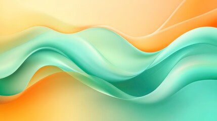 Fototapeta premium Abstract background with flowing turquoise and orange waves.