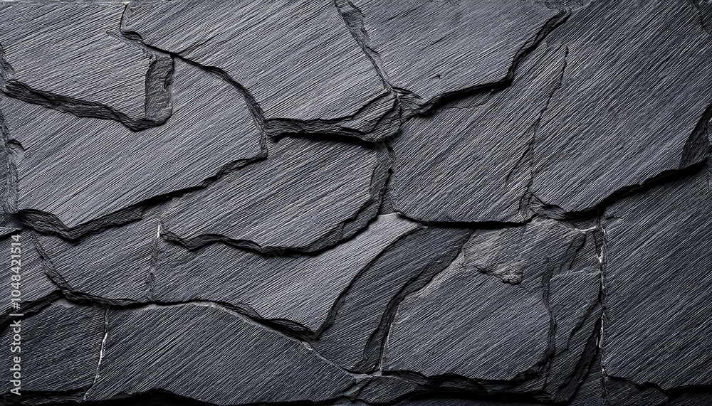 Poster close-up dark layered slate stone texture. natural rough rock surface with intricate patterns for ru