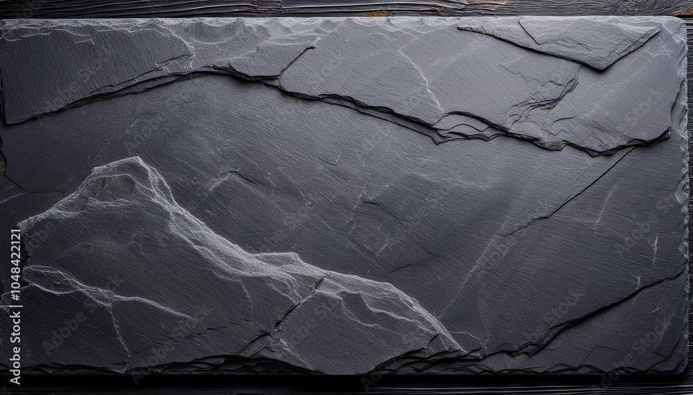 Poster close-up dark layered slate stone texture. natural rough rock surface with intricate patterns for ru