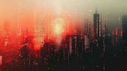 Obraz premium Futuristic Metropolis in Vibrant Crimson Hues