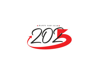 Happy New Year 2025 Text Typography Design Element flyer, banner design.