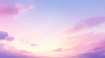 Obraz premium A serene pastel sky with delicate pink and purple clouds glowing in the soft light of early morning, creating a peaceful atmosphere