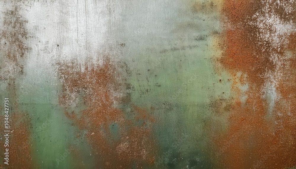 Poster textured rust and patina on corroded metal surface. abstract oxidation with green blue patina and or