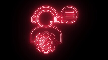 glowing neon technical icon isolated on black background. HD video motion graphic animation