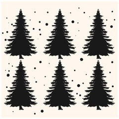 Obraz premium Christmas fir tree With illustration style doodle and line art
