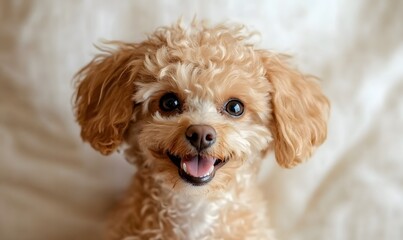 Happy adorable cheerful curly hair dog, Generative AI
