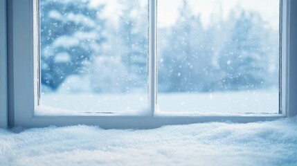 Serene Winter Wonderland - Snowy View from Cozy Window