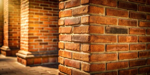 Abstract Depth of Field Silhouette of Corner Column Wall with Baked Brick Texture in Soft Focus for Architectural Photography and Artistic Backgrounds