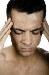 Headache and migraine. Attractive man and health problems.