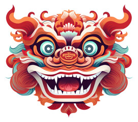 PNG Chinese lion art red representation.