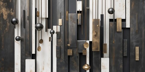 Geometric Metal and Marble Wall Art