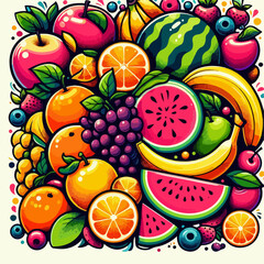 ilustration of fruits and berries