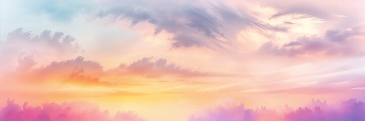 Fototapeta premium Sunset Sky in Abstract Watercolor with Vibrant Orange and Purple Hues. Created with Generative AI Technology
