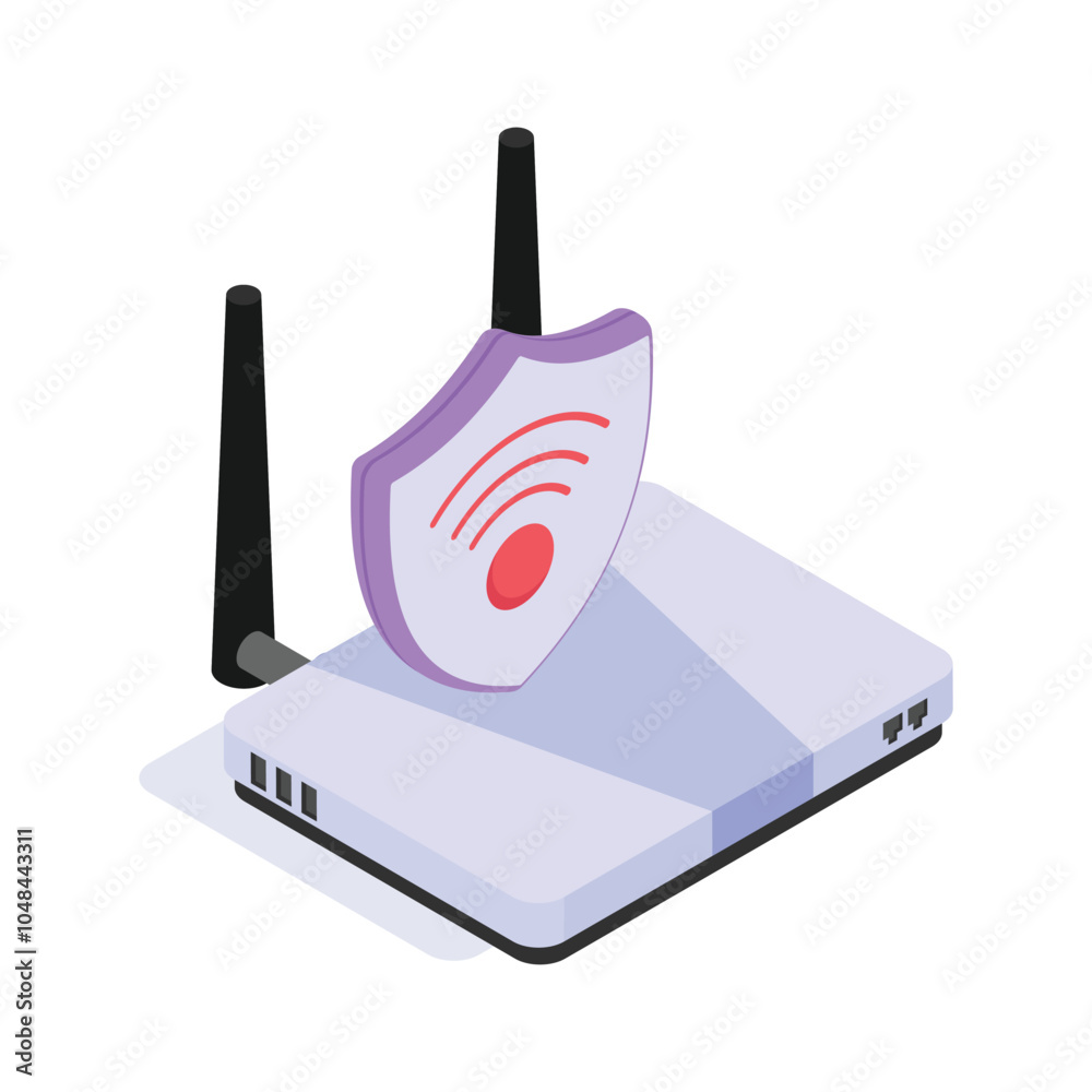 Wall mural concept icon of secure internet in modern isometric style