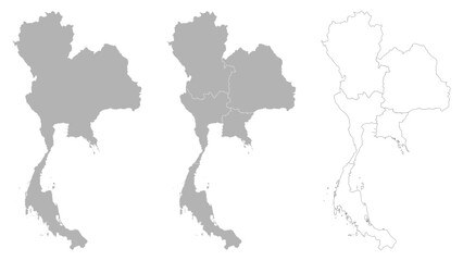 Set of THAILAND Maps with Main Map and Regional maps