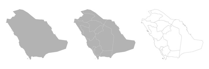 Set of SAUDI ARABIA Maps with Main Map and Regional maps