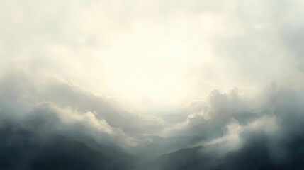 Obraz premium A thick hazy sky with light gray clouds obscuring the horizon, creating a moody, atmospheric scene as the light fades