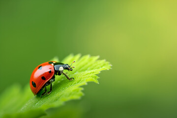 Fototapeta premium Ladybug on leaf.