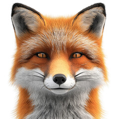 Obraz premium Fox portrait with expressive eyes, white isolated background