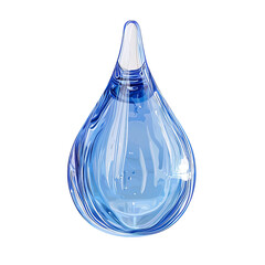 Glass water drop, clear and translucent, white isolate background