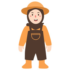  little kid wearing farmer costume cartoon