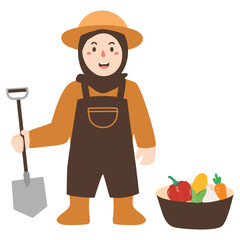 Child with shovel cartoon illustration
