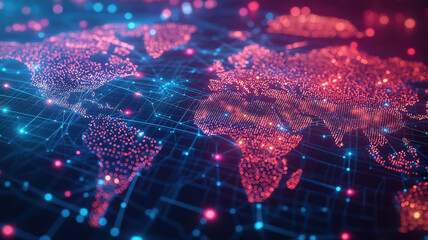 Stylish design showcasing global partnerships through a networked digital map