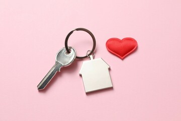 Beautiful heart and key on a colored background