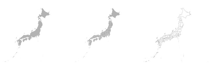 Set of JAPAN Maps with Main Map and Regional maps