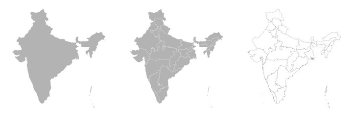 Set of INDIA Maps with Main Map and Regional maps