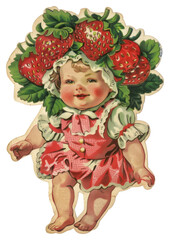 PNG Vintage strawberry baby illustration