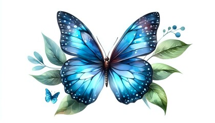 Obraz premium Vibrant Blue Butterfly with Intricate Wing Patterns 