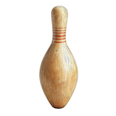 Wooden bowling pin on white isolated background