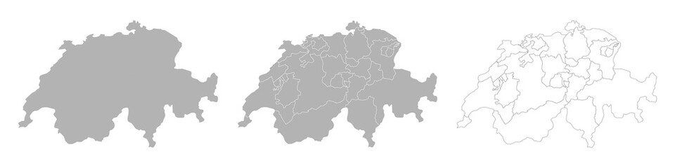 Fototapeta premium Set of SWITZERLAND Maps with Main Map and Regional maps