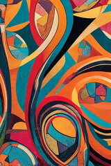 Obraz premium Stunning abstract artwork features a bold interplay of shapes, colors, and textures. Vibrant hues and expressive brushwork create movement and energy, perfect for modern or contemporary setting.