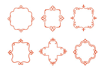 Set of  Vintage Corner Frames Vector illustration.