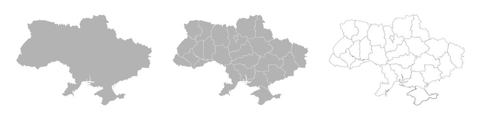 Fototapeta premium Set of UKRAINE Maps with Main Map and Regional maps