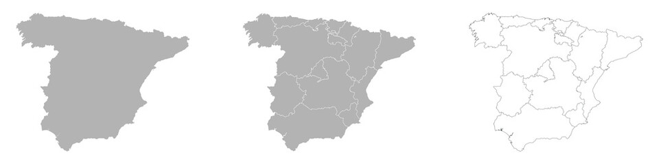 Obraz premium Set of SPAIN Maps with Main Map and Regional maps