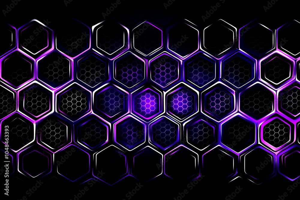 Wall mural a black and purple background with a purple and black hexagon in the center. the hexagon is surround