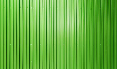 real chrome light green corrugated metal sheet wall showing vertical pattern, bolts, screw. modern...