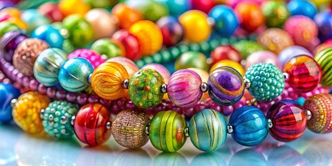 Fototapeta premium A symphony of colorful beads, each reflecting light in a unique way, creating a kaleidoscope of textures and patterns.