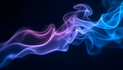 Fototapeta premium Electric smoke waves in pink and blue tones as a background copy space